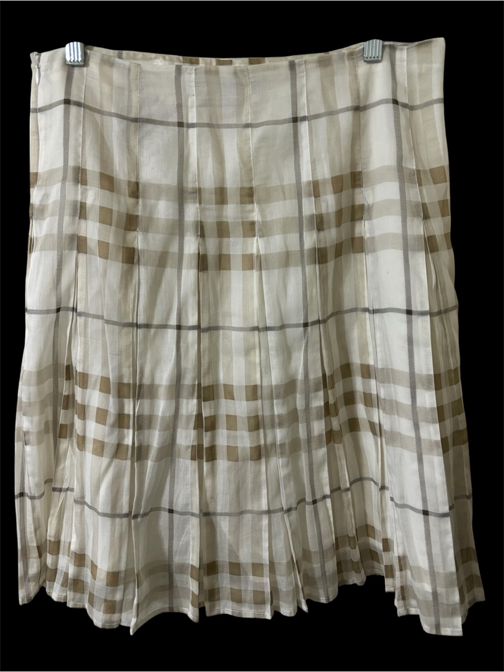Burberry London 100% Cotton Knee Length Pleated Skirt Sz 8 Novacheck Plaid - Picture 2 of 16